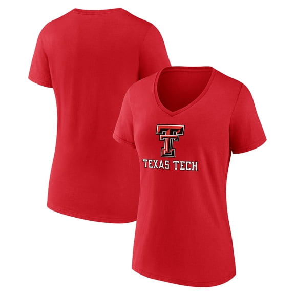 Women's Red Texas Tech Red Raiders Team Lockup V-Neck T-Shirt