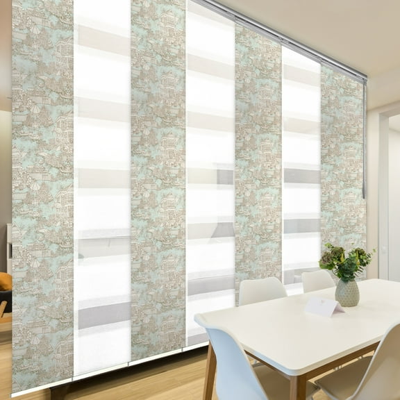 Domovina 7 Panel Track Vertical Blinds, Adjustable 110-153"W x 91.4"H - Kindal/Henna