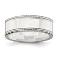 thumbnail image 1 of 925 Sterling Silver 7mm Rope Edge Size 12 Wedding Band Ring Classic Flat Milgrain, 1 of 9