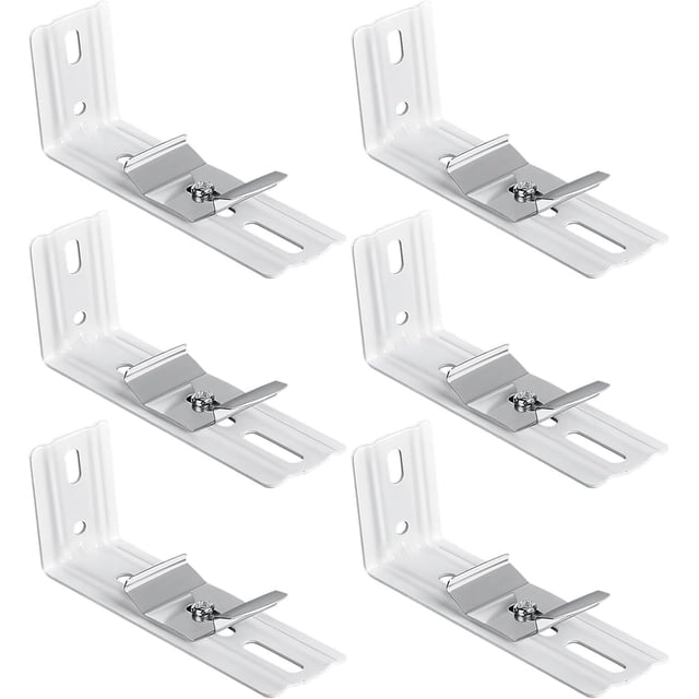 6 Piece Silver 4 Inch Vertical Blind L Bracket 1.5 Inch Headrail C Clamp Wall Mount Clip Hardware