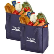 Reusable Insulated Grocery Bags - 2 Pack, Navy - 7.5 Gallon Thermal Cooler Tote