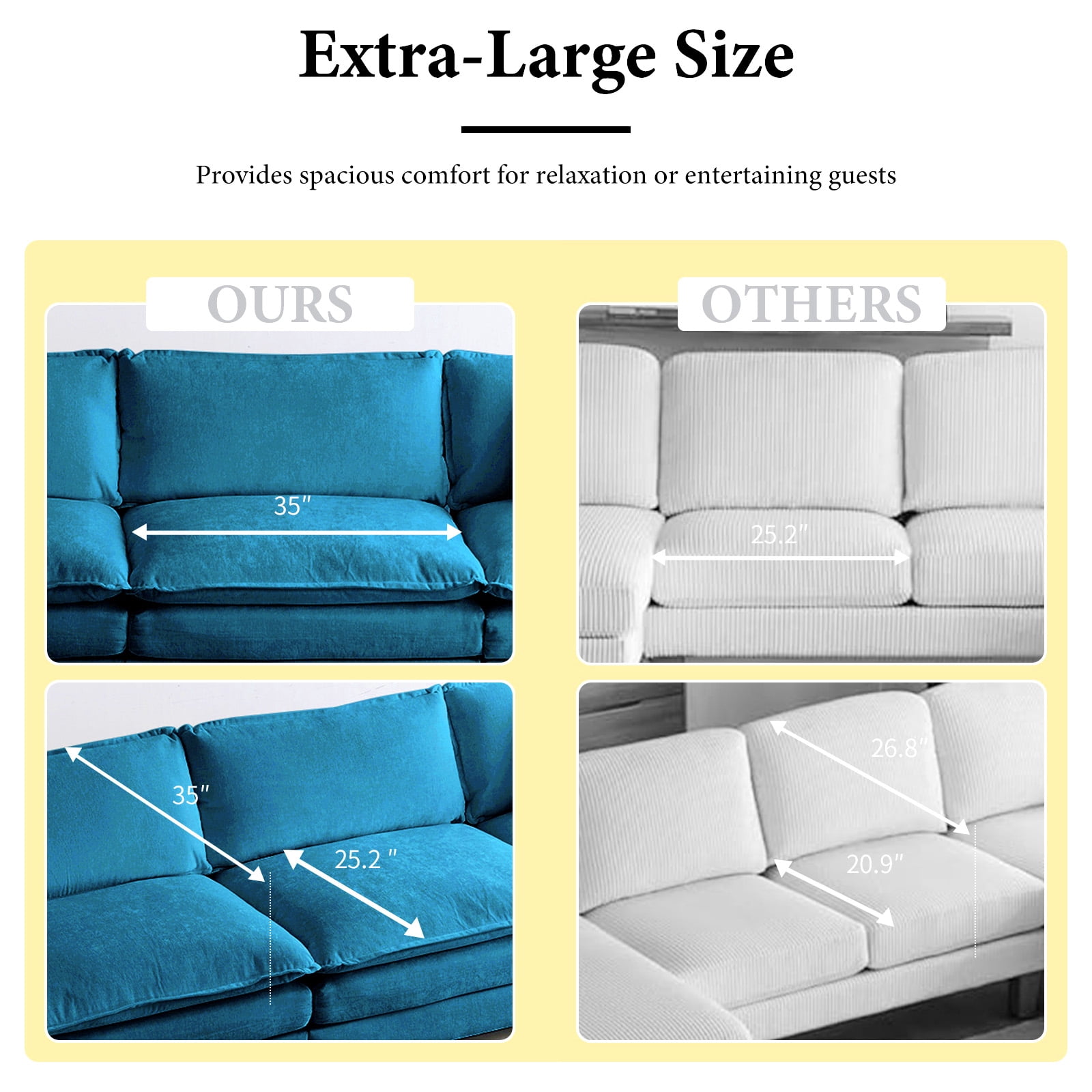 111.5” Blue Modular Sofa, 3 Seater U Shaped Chenille Sectional for Living Room, Cloud Couch with Ottoman, Sofá moderno