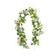 thumbnail image 1 of Guirnaldas de eucalipto artificial con flores plantas colgantes floral 1.8m vides de primavera verde vides artificiales para decoración de la pared del arco flor rosa, 1 of 8