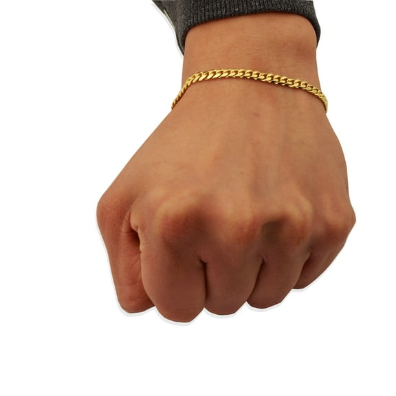 10K Yellow Gold Solid Miami Cuban Link Chain Bracelet (Available in 7" - 9")