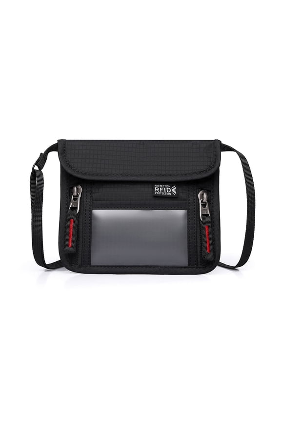 Neck Wallet, Travel Pouch For Passport Holder And Documents, Travel Neck Wallet For Traveling  Black