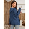 thumbnail image 3 of HOWCOME Women Casual Full Zip Up Hoodie - Comfortable Brushed Ribbed Knit Long Sleeve Sweatshirt Jacket with Pockets Royal Blue X-Large, 3 of 6