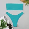 thumbnail image 4 of Afdoent Womens Bikini Sets Women Two Piece Solid Color Swimwear High Waisted Split Swimsuit Bikini Beachwear Padded Swimwear Beach Summer Outfits, 4 of 6