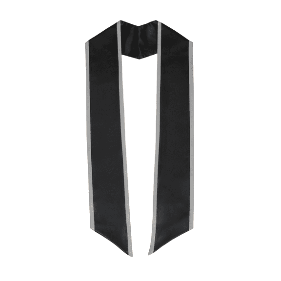 Honors Graduation Academic Stoles/Sashes with Angled Cut and Trim (Black w/Silver Trim) - Ages 6-40
