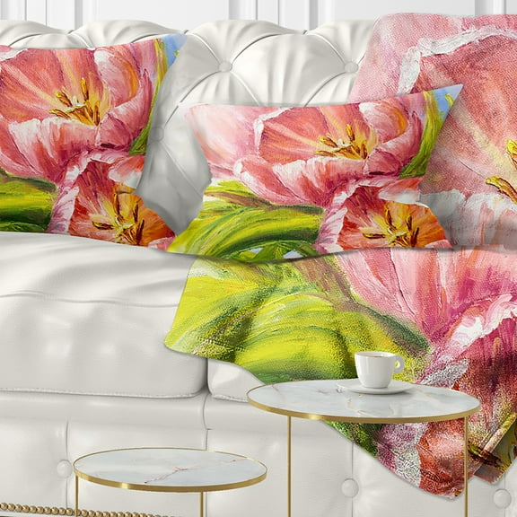 Designart Tulips Flowers - Floral Throw Pillow - 12x20