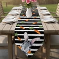 thumbnail image 6 of Grey Bunny Easter Table Runner Linen Burlap Table Runner 72 Inches Long Rabbits Spring Botanical Black White Stripe Dresser Scarves for Kitchen Island Coffee Dining Party Holiday Decor 18"x72", 6 of 8
