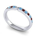 thumbnail image 6 of Diamond-Capitals 0.30 Carat Round Cut Blue Topaz & Garnet Gemstone Fancy Engagement Eternity Band for Women 14K White Gold Size 6, 6 of 8