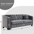 thumbnail image 2 of BUIORD 77" Velvet 3 Seater Sofa, Modern Chesterfield Sofa for Living Room, Upholstered Tufted Couch with Nailhead Arms, Gray, 2 of 6