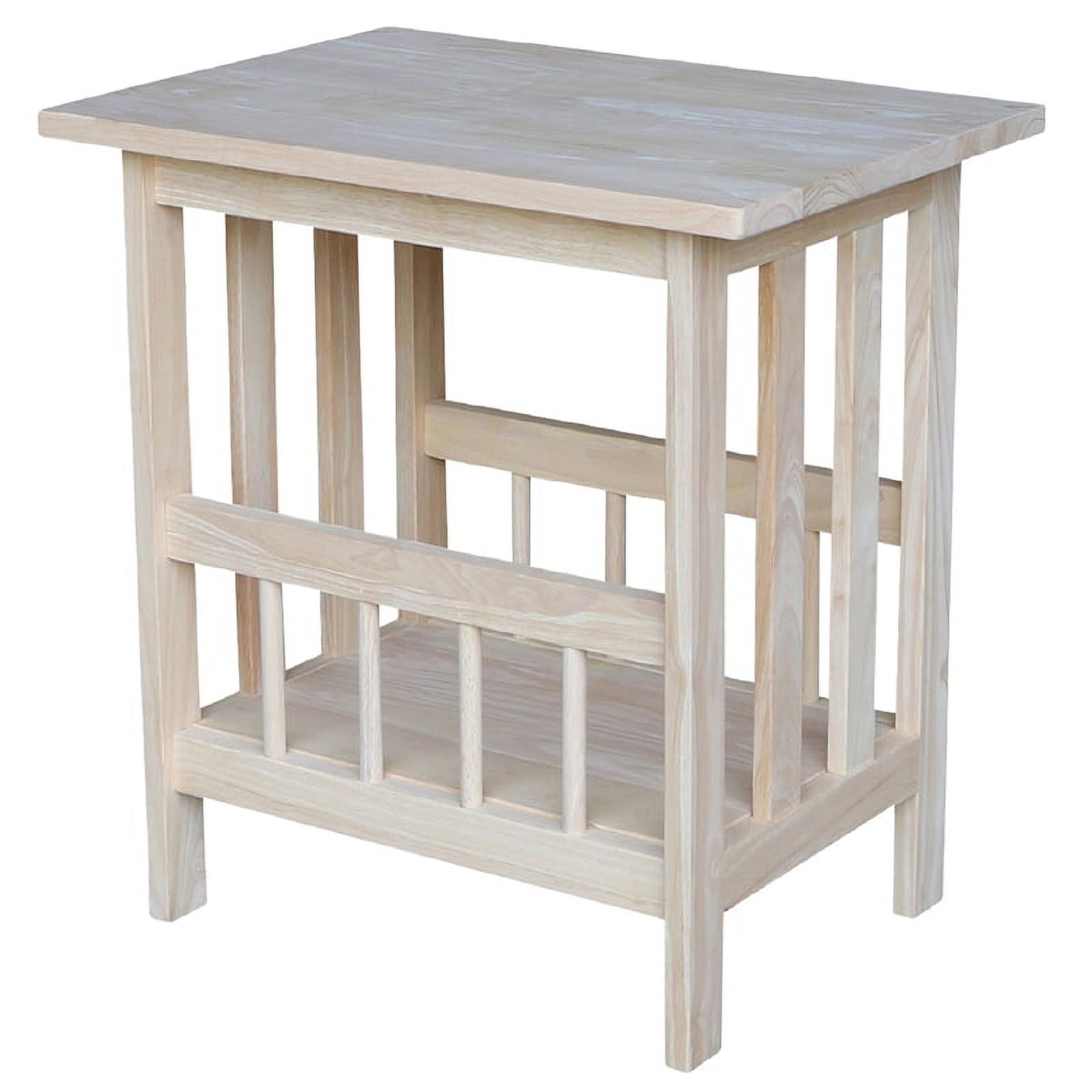 International Concepts Solid Wood Unfinished Mission Magazine End Table