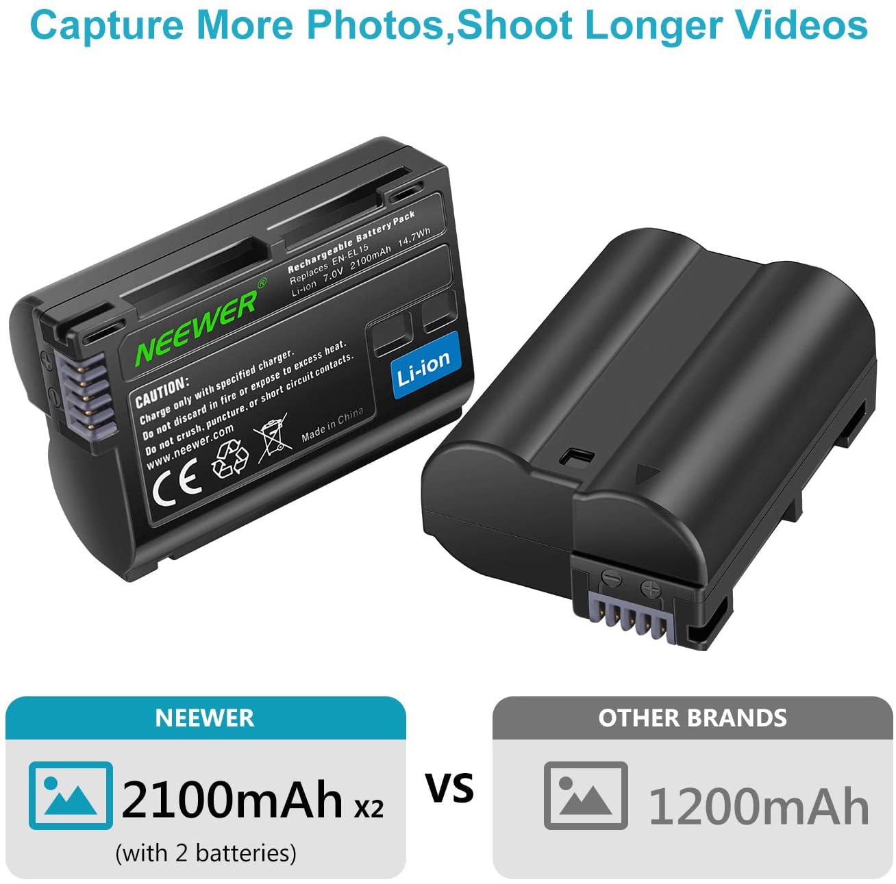 D850 D7200 Z6 Camera Accessories D750 d7100 D500 D810 MH-25A D610 Pickle Power EN-EL15 EN EL15A Battery and Charger Set for Nikon D7000 D7500 