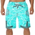 thumbnail image 1 of Ceisia Men's Mint Green Water Ripple & Marine Life Print Swim Trunks 4-Way Stretch Quick-Dry Beach Shorts Gifts, 1 of 4