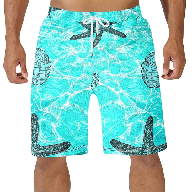 Mens Pantalones Cortos Elásticos Cintura Casual Bolsillo Cordón Pantalones de Natación Pantalones de Playa para Hombres
