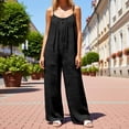 thumbnail image 2 of Loose Jumpsuits for Women Adjustable Spaghetti Straps Long Pants Sleeveless Romper Thin Home Wear Black XXL, 2 of 6