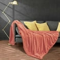 thumbnail image 6 of DISSA Flannel Fleece Blankets with Pompom Fringe Lightweight Soft Throw Blanket Fit Sofa Full Bed(Coral,71x80"), 6 of 9