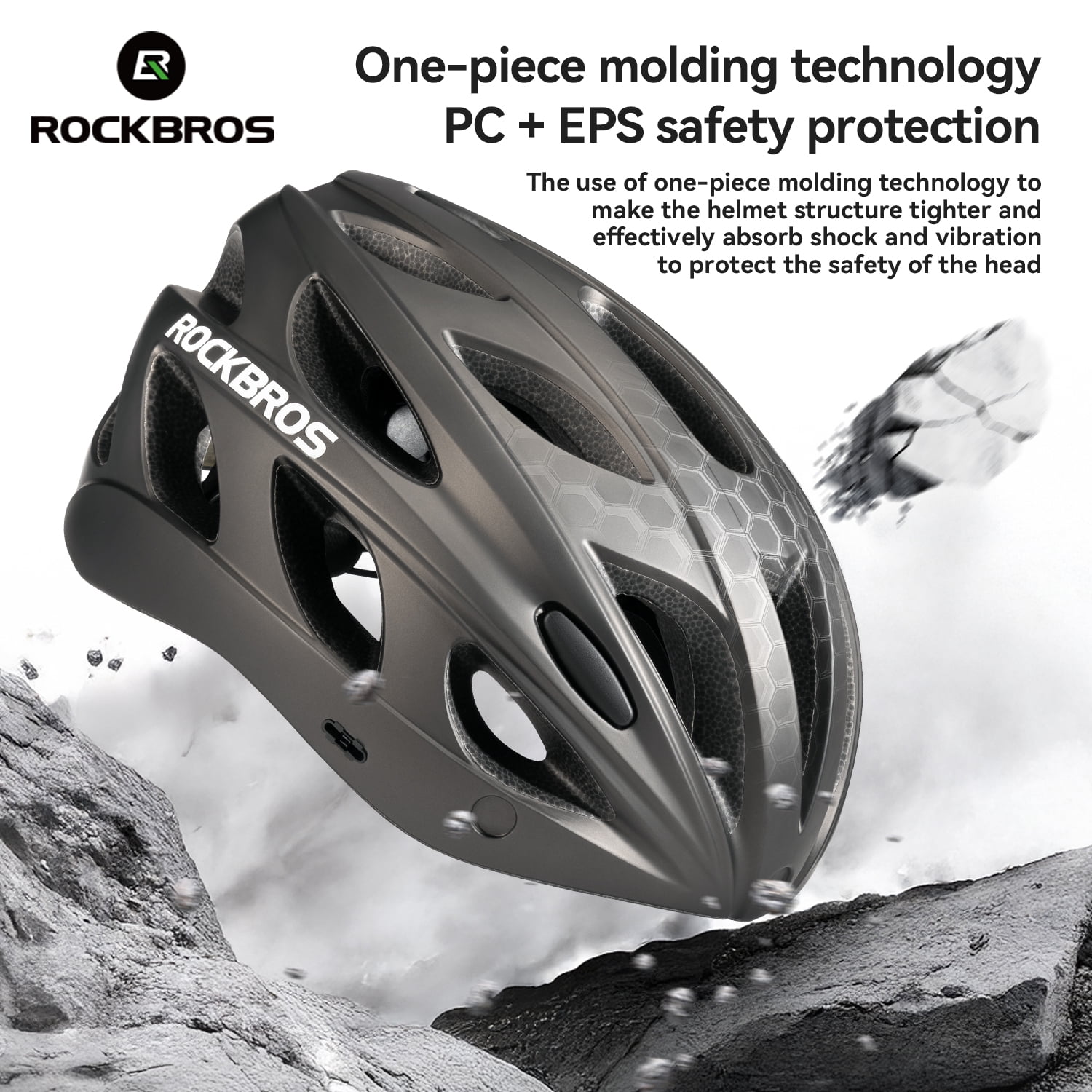 ROCKBROS Cycling Helmet Ultralight Protective Helmet with Magnetic Goggles & Windproof Brim for Men Women