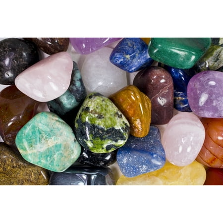 Polished Natural Stone - Fantasia Crystal Vault: 3 Pounds of Tumbled Stones from Brazil - Polished Natural Rocks - Assorted Mix - XX Large Size - 1.75