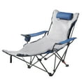thumbnail image 1 of KFFKFF Chaise de Camping Inclinable, 4 Positions Réglables, Chaise Longue Pliante Portable pour Adultes, Chaise de Plage en Maille, Bleu, 1 of 9