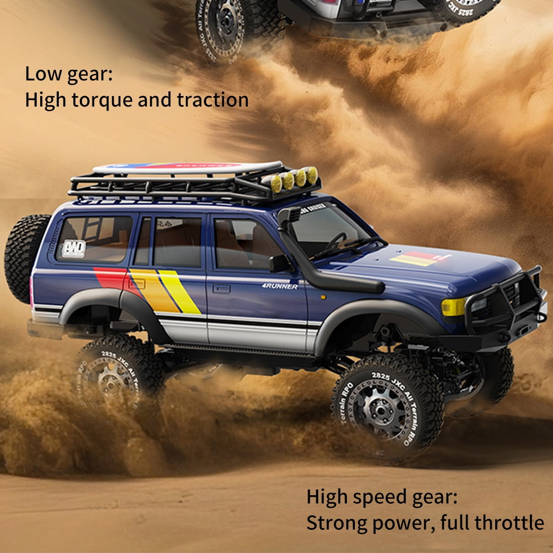 1:12 Scale Land Cruiser RC Car, 2.4GHz Remote Control Climbing Car with Full-Proportional Control System & LED Lights, 4WD Off-Road RC Rock Crawler Model for Adults