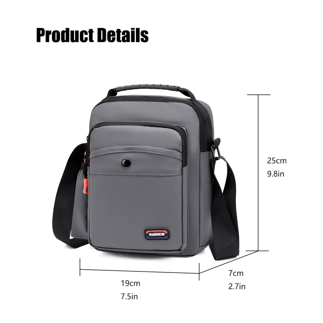 Crossbody Bags for Men Women Teens Messenger Bag Waterproof Oxford Nylon Crossbody Sling Bag Grey