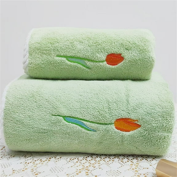 Cotton Bath Towel Cloth, Bath Towel Towel *1 (Green-A)
