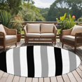 thumbnail image 5 of Black Gray Striped Round Area Rug 5ft, Farmhouse Stripe Art Washable Non-Slip Circle Rugs for Bedroom Living Room Kitchen, Soft Low Pile Carpet for Dining Room Playroom Nursery, 5 of 9