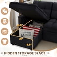 thumbnail image 5 of Muumblus Convertible Sofa Bed, Sectional Sleeper Sofa with Storage Chaise, L-Shaped Couch for Living Room, Black Chenille, 5 of 13