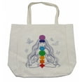 thumbnail image 1 of Colorful Shopping Bag, Girl in Lotus Colorful Stones Yoga Relax Theme Oriental, Eco-Friendly Reusable Bag for Groceries Beach and More, 15.5" X 14.5", Cream, by Ambesonne, 1 of 2