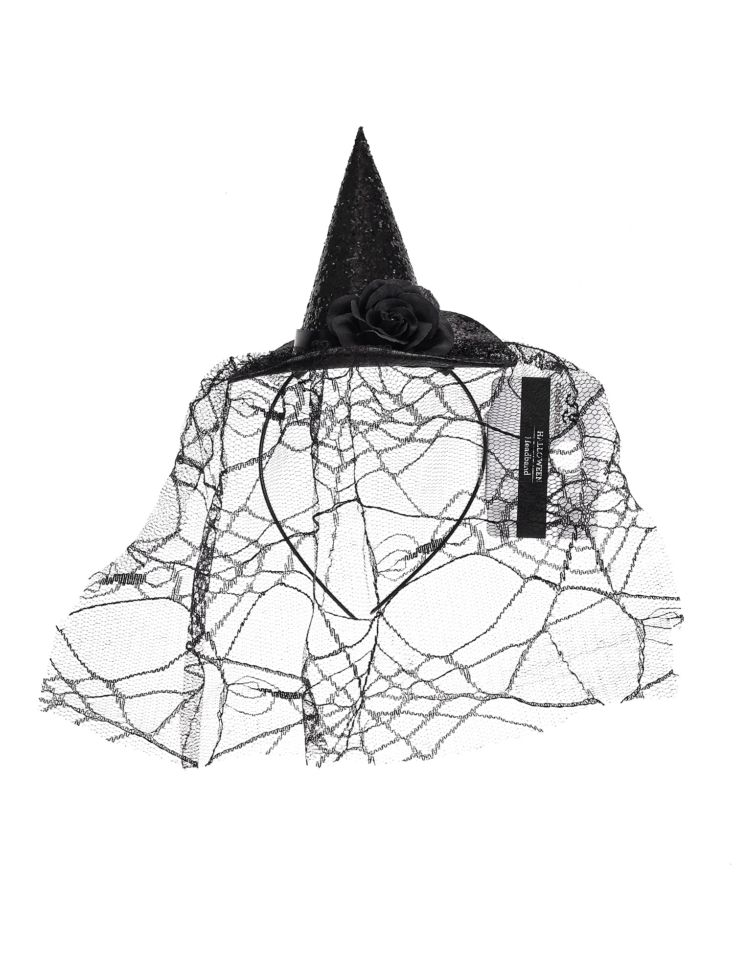 Way to Celebrate Halloween Witch Hat with Veil Headband, 1 Piece