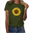 thumbnail image 2 of Fznquz Tops for Women 2024 Plus Size Short Sleeve Casual Green T Shirts for Women Sunflower Crew Neck Summer Womens Blouses, 2 of 6