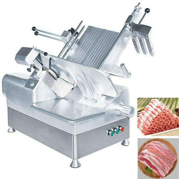 INTBUYING Electric Frozen Meat Slicer Commercial Full-automatic Beef Mutton Roll Cutter for Meat and Vegetable 110V