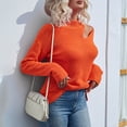 thumbnail image 4 of Miluxas Plus Size Sweater Tops On Seasonal Clearance Women's Solid Long Sleeve Pullove Sweater Tops Orange 10(XL), 4 of 8