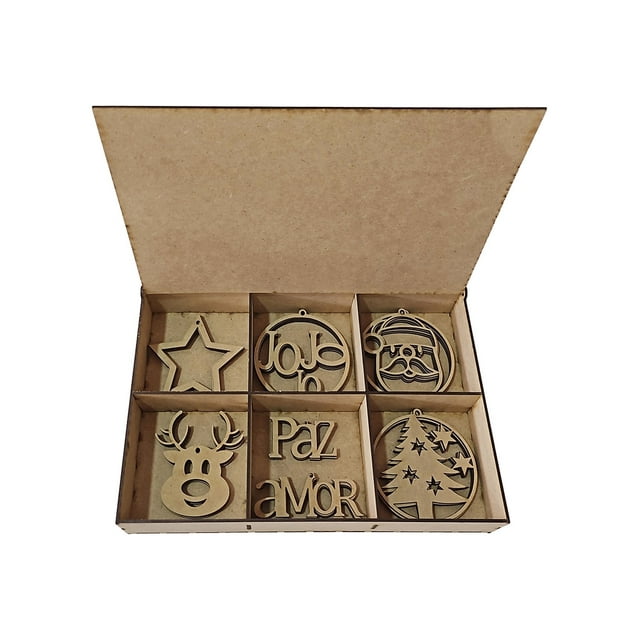 Set de 24 esferas navideñas elaboradas en MDF