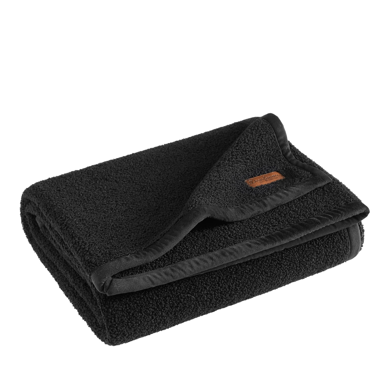 Dearfoams Reversible Cozy Teddy Oversized Couch Throw Blanket, Black, 50 x 70 in