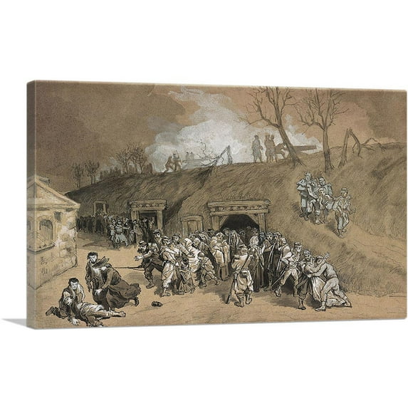 ARTCANVAS Scene Of Trench Warfare Canvas Art Print by Gustave Dore - Size: 18" x 12" (1.50" Deep)
