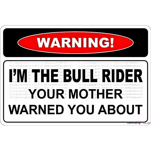 Warning Plaque I'm The Bull Rider Sign - 12×8 Inches, Courtyard Office Decor, Outdoor Indoor Home Humor Decor