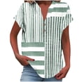 thumbnail image 2 of Women Tops under $5! Cagogo Women Linen Blouses Summer Trendy Button Up V Neck Dressy Casual Plus Size Blouses Fashion Floral Short Sleeve Travel Beach T-shirts Clothing, 2 of 5