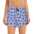 thumbnail image 2 of Vsdgher Blue And White Flowers Athletic Shorts for Women, Women's Running Double Layer Shorts, High Waisted Yoga Shorts, Workout Athletic Shorts-XX-Large, 2 of 7