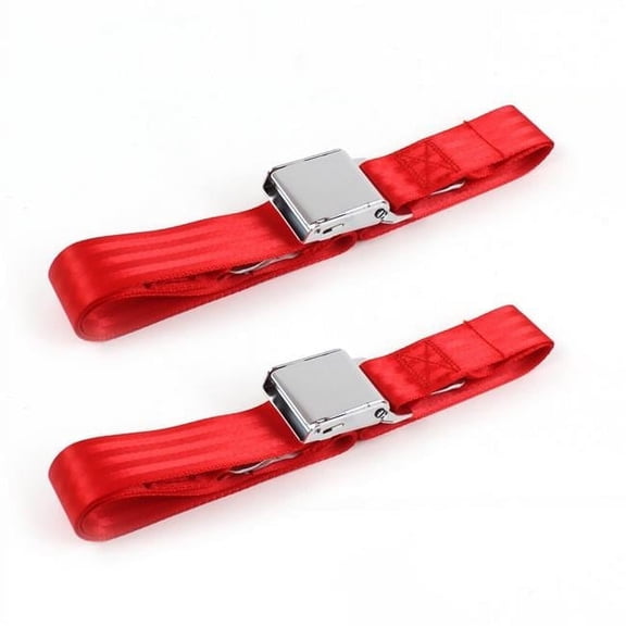 SafeTBoy 661190 Chevy Impala 1961-1964 Airplane 2 Point Red Lap Bucket Seat Belt Kit - 2 Belts