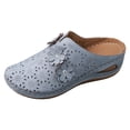 thumbnail image 6 of Rokment Flower Orthopedic Clogs Arch Support Wedge Mules for Women Boho Beach Comfortable Leather Closed Toe Air Cushion Walking Half Slippers Summer Casual Dress Slides Sandals Sky Blue Size 6.5, 6 of 7