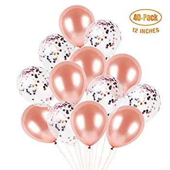 Details about  / 12/" Confetti Sequin Balloon Latex Transparent Rose Gold Birthday Party Decor HOT