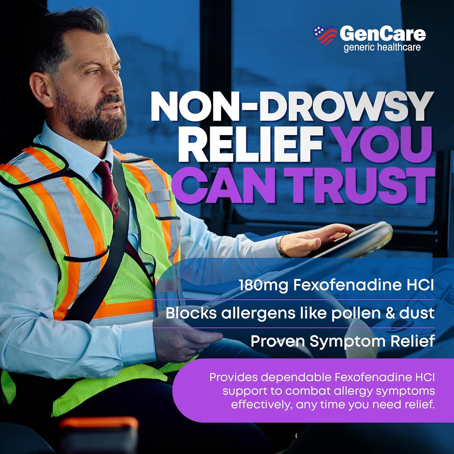 GenCare Allergy Relief Fexofenadine HCl 180 mg Non Drowsy Antihistamine, 150 Tablets