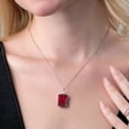 thumbnail image 4 of Gem Stone King 20.00 Cttw Red Created Ruby Pendant Necklace for Women in 925 Sterling Silver | Emerald Cut 18X13MM | With 18 inch Silver Chain, 4 of 5