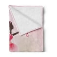 thumbnail image 2 of Girls Soft Flannel Fleece Blanket, Ballerina Silhouette with a Tutu on Dotted Floral Background Feminine, Cozy Plush for Indoor and Outdoor Use, 50" x 60", Pink Umber and Pale Pink, by Ambesonne, 2 of 5