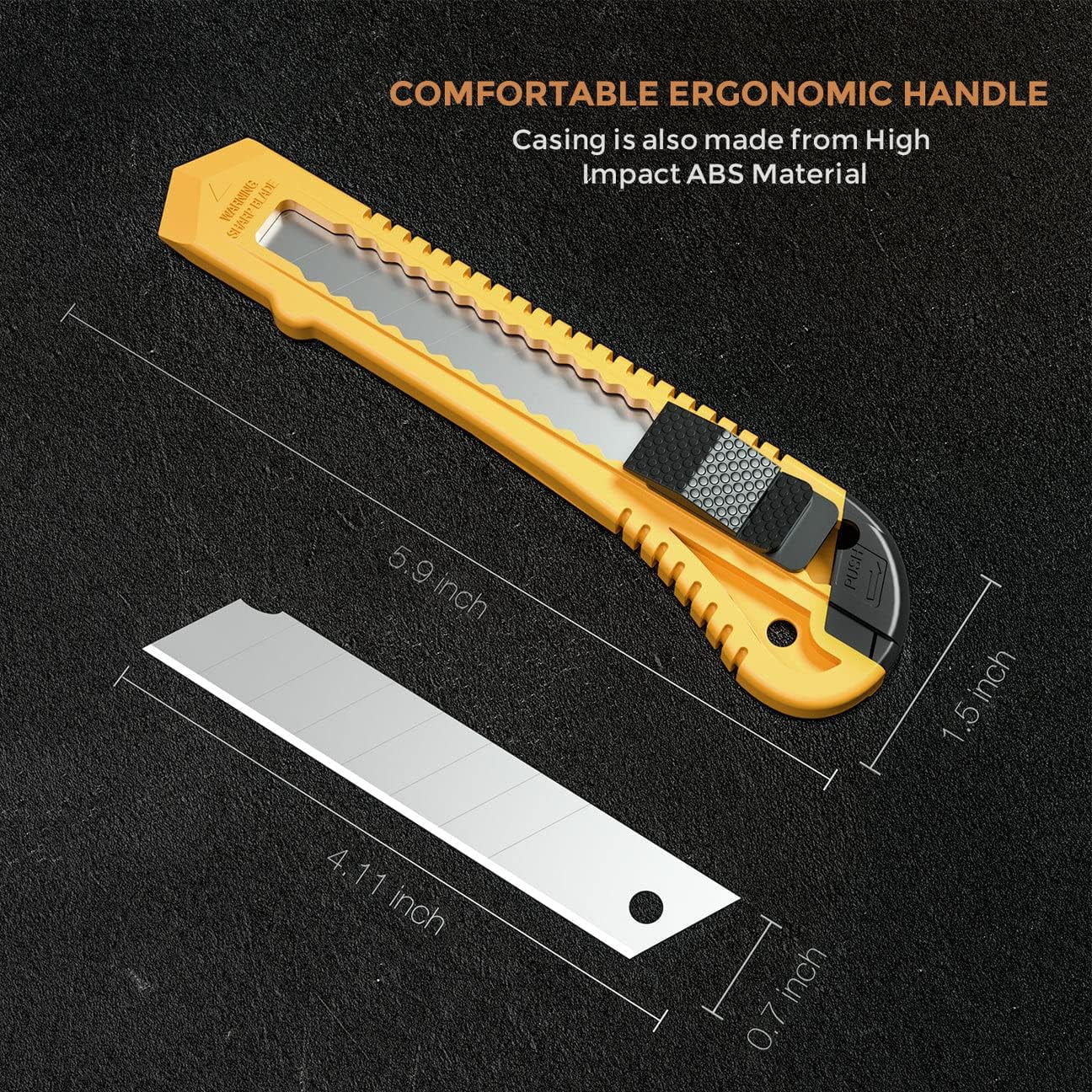 Folding Utility Knife with Stainless Steel Head, Quick-change Blade & Back Lock, Wood Handle Heavy Duty Box Cutter, 1PC Razor Knife with Extra 10PC SK5 Blades