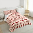 thumbnail image 2 of Manfei Wild Christmas Reindeer Full Size Comforter Sets,Xmas Tree Snowflake Bedding Comforter Set,Red Beige Bedding Sets For Girl Kids,Luxury Bedroom Decor Reversible,3-Piece, 2 of 7