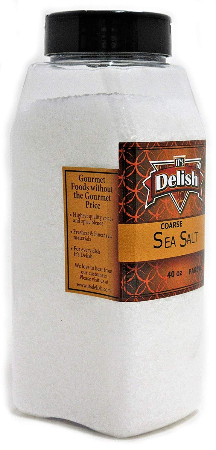 Coarse Sea Salt Bulk Food Grade by Its Delish, 40 Oz Large Jar